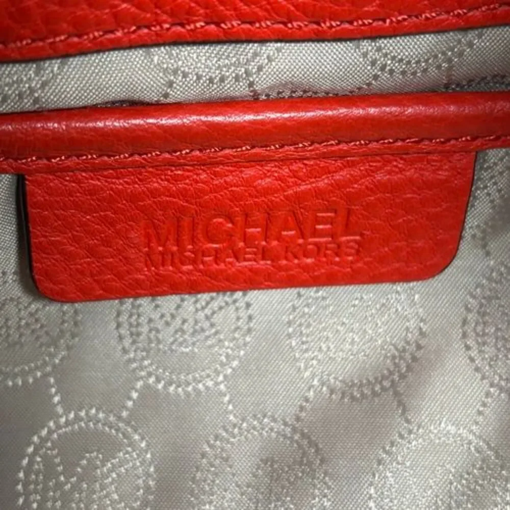 Michael Kors Jules Colorblock Mandarin Orange Leather Drawstring Shoulder Bag